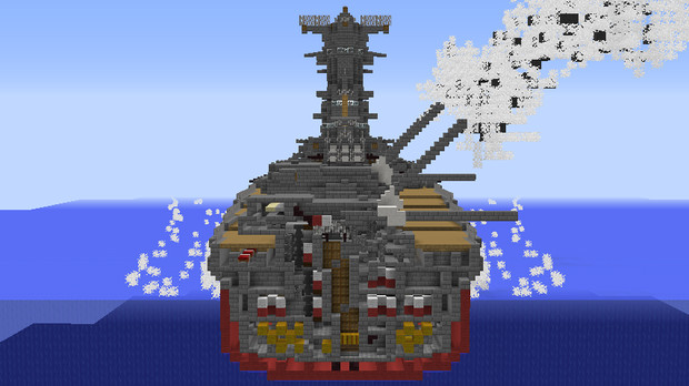 Minecraft 砲撃戦中の戦艦 大和 マイクラ断面建築イベント やまきむ 大和重工 さんのイラスト ニコニコ静画 イラスト