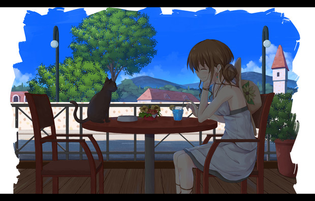 午後3時のカフェテラス ふらすこ さんのイラスト ニコニコ静画 イラスト