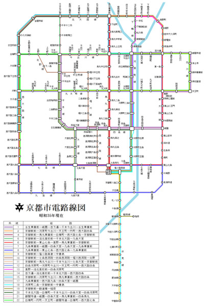 京都市電路線図