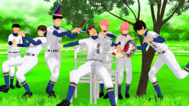 ダイヤのmmd 青道野球部で伊佐敷せんぱいを祝おう ダイヤのa むむこ さんのイラスト ニコニコ静画 イラスト