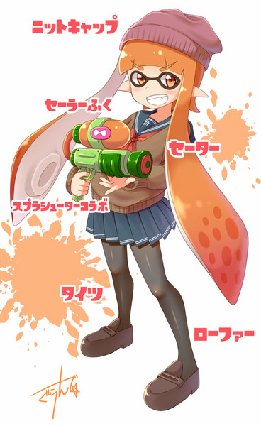 制服イカガール スプラシューターコラボ ぐらんで さんのイラスト ニコニコ静画 イラスト