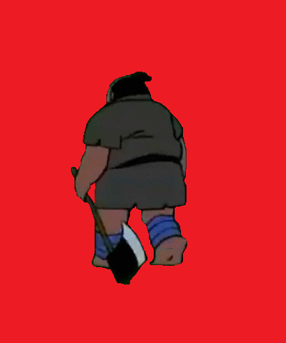 斧を引きずりながら歩く木こりRB