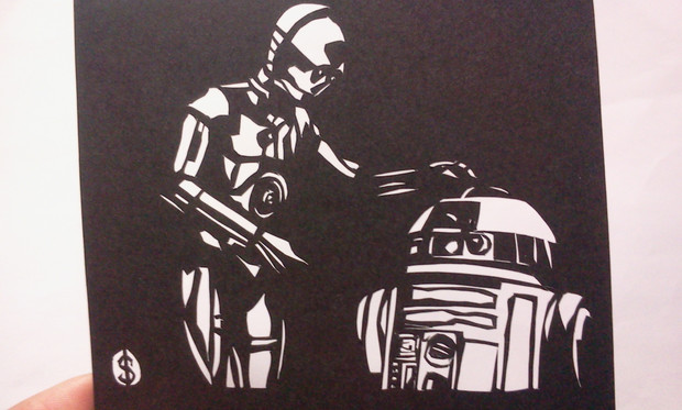 切り絵 R2-D2＆C-3PO