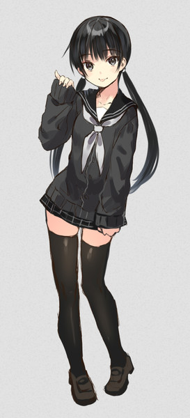 黒と白のセーラー服ニーソおさげｊｋ はねこと さんのイラスト ニコニコ静画 イラスト