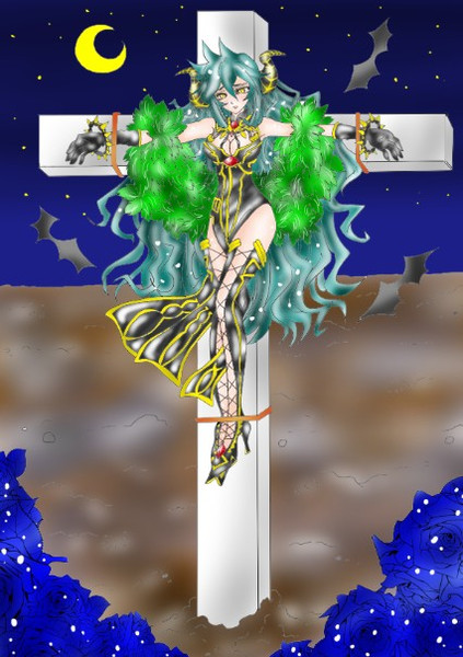 依頼絵 白猫のグローザ様 十字架に磔 ニコニコ静画 イラスト