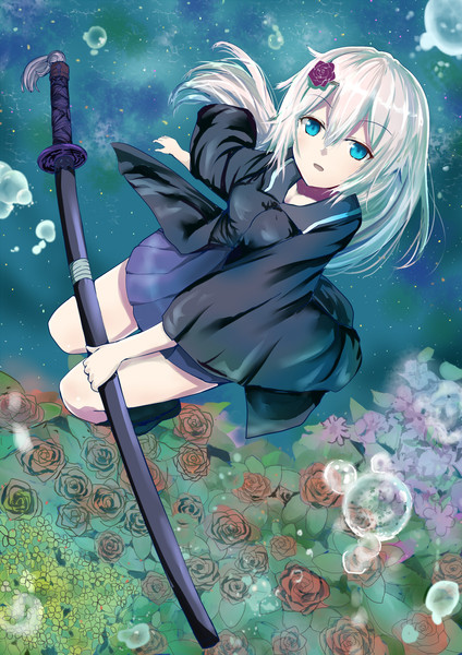 白髪 刀 女の子 イラスト