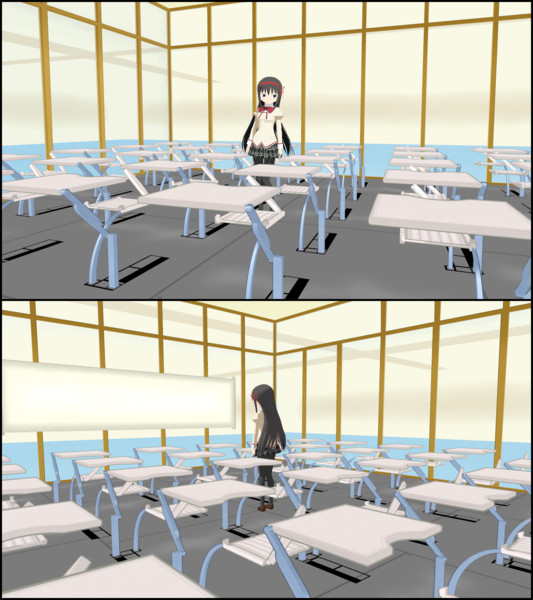 Mmd 見滝原中学校教室v1 00 順子 子 さんのイラスト ニコニコ静画 イラスト