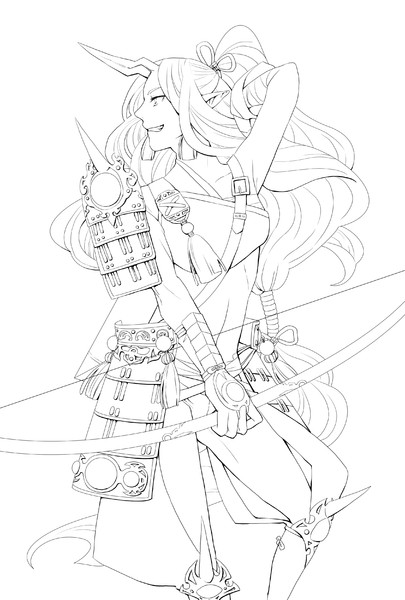 線画交換企画用 迅雷の射手 線画 テーマ 和 みつね さんのイラスト ニコニコ静画 イラスト