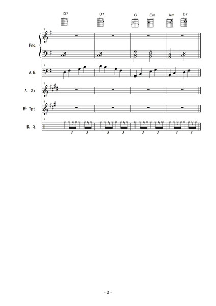 ジャズ・ブルースＧ長調 練習楽譜その２
