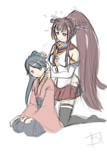 鳳翔さんの肩叩きをする大和 もけろー さんのイラスト ニコニコ静画 イラスト