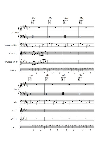 ジャズ・ブルースＧ＃ｍ短調 練習楽譜その１
