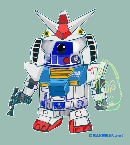 R2-D2ガンダムパーツ装着verを考えて描いてみた