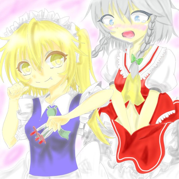 フランと咲夜のコスプレ ひぐらし お絵描き好き さんのイラスト ニコニコ静画 イラスト
