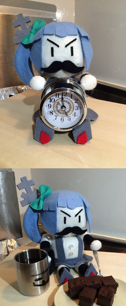 霞目覚まし時計にひげを装備させてみた