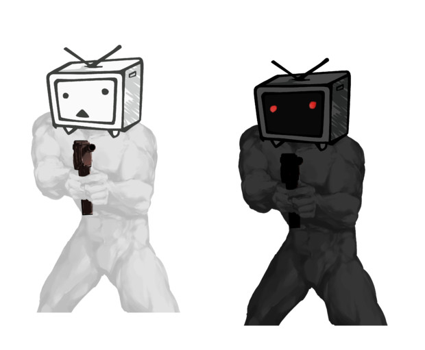 こちらに銃を向ける人型テレビちゃん Png シュラ 波座間 さんのイラスト ニコニコ静画 イラスト