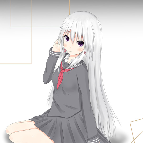 黒セーラー白髪ちゃん ゆしろつぐほ さんのイラスト ニコニコ静画 イラスト