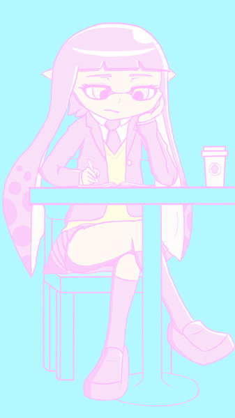 カフェで勉強するイカちゃん【スプラトゥーン】