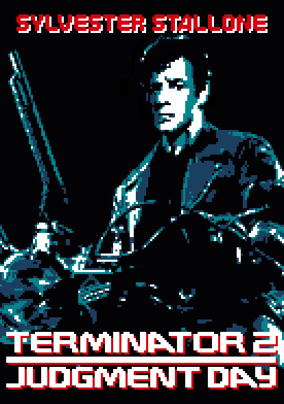 うろ覚えでターミネーター2のdvdパケをドット絵にしてみる その2 がんも さんのイラスト ニコニコ静画 イラスト