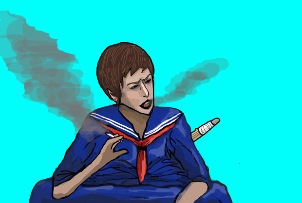 喫煙する女学生 Goyoku店長 さんのイラスト ニコニコ静画 イラスト