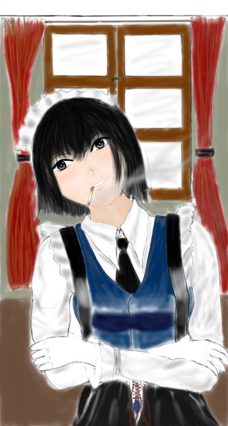 たばこすってるめいどさん Yu Ma さんのイラスト ニコニコ静画 イラスト