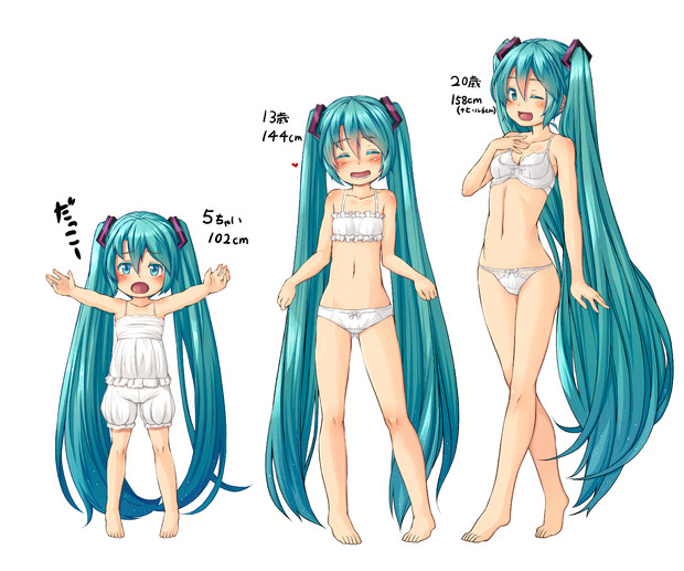 初音ミクで年齢の描き分け練習 ５ちゃい追加 きつね 仮 さんのイラスト ニコニコ静画 イラスト