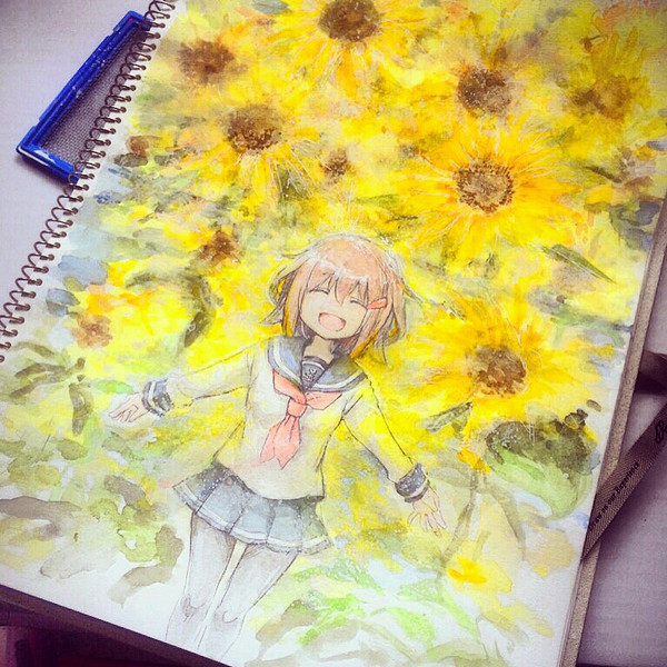 ひまわり畑でつかまえて Una Giman さんのイラスト ニコニコ静画 イラスト