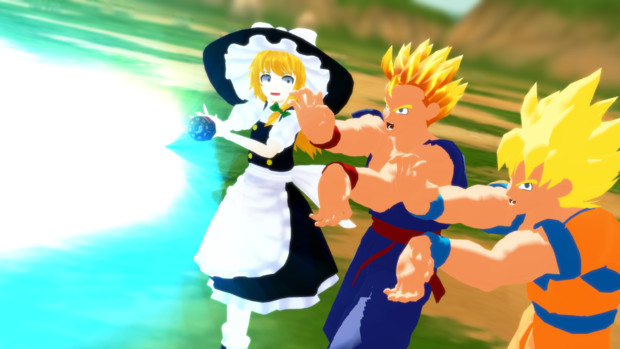 東方mmd 魔理沙 悟飯 もっとパワーをこめるんだ ドラゴンボールmmd さみー てるがさき さんのイラスト ニコニコ静画 イラスト