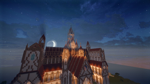 Minecraft 初めてのお城作り 夜 Ver Monolith さんのイラスト ニコニコ静画 イラスト
