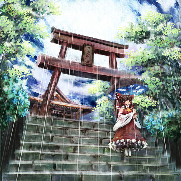 霊夢 雨が降る 君を待つ 海野梟 さんのイラスト ニコニコ静画 イラスト
