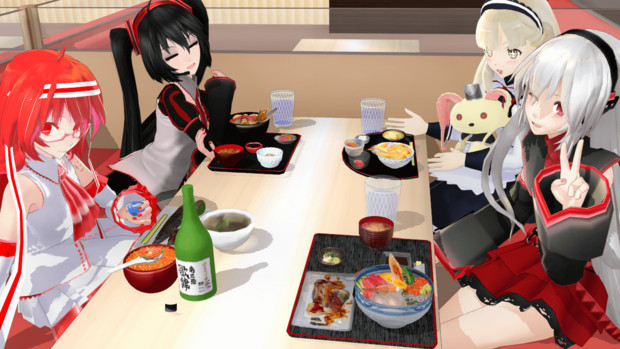 いっただきまーすっ 色気より食い気な女子会 夜行 さんのイラスト ニコニコ静画 イラスト