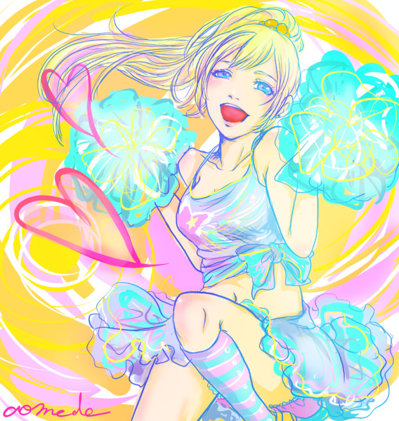 お題 チアガール 青 ポニテ めだまや さんのイラスト ニコニコ静画 イラスト