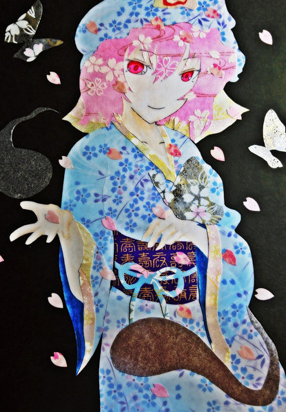 切り貼り絵 西行寺 幽々子 ニコニコ静画 イラスト