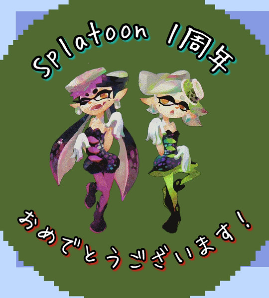 【マイクラでドット絵】splatoon一周年オメデトゥーン