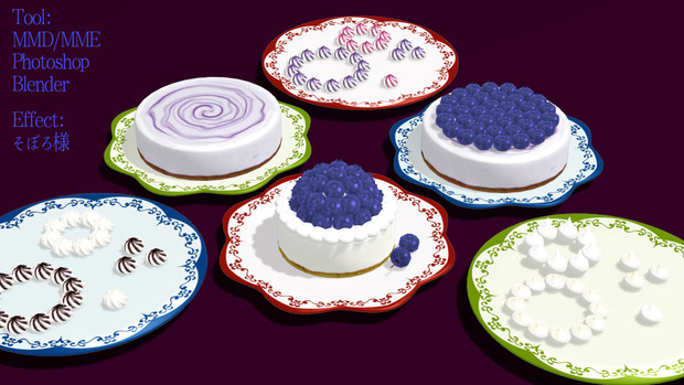 ブルーベリーのケーキと皿 Akinon さんのイラスト ニコニコ静画 イラスト