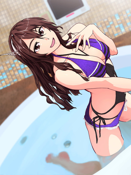 お風呂で水着な足柄さん イリワク さんのイラスト ニコニコ静画 イラスト