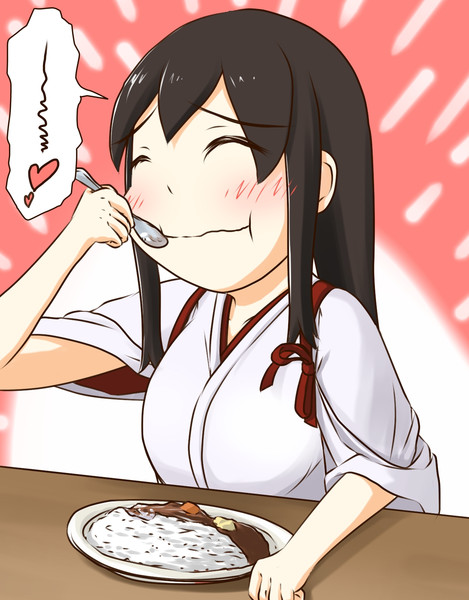 艦これ カレーを美味しそうに食べる赤城さん 安価絵 ミニパト さんのイラスト ニコニコ静画 イラスト