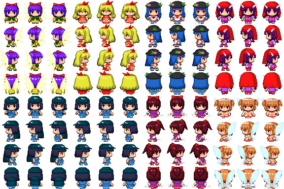 Rpgツクールmv用歩行グラフィック 東方キャラクターまとめ10 スペキュラム合金 さんのイラスト ニコニコ静画 イラスト