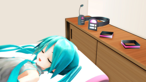 Mmdモデル アクセサリ配布 髪飾りとヘッドセットとそれを外したあぴミクちゃん こんけ さんのイラスト ニコニコ静画 イラスト