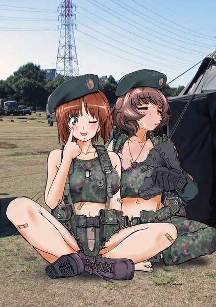 ガルパン大洗女子陸上自衛隊体験入隊記 彩色中 なかむら さんのイラスト ニコニコ静画 イラスト