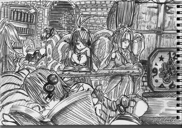 2B鉛筆で結月ゆかり描いてみた【その35】+弦巻マキ+琴葉茜+琴葉葵