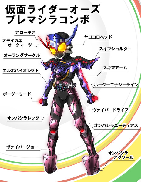 仮面ライダーoooブレマシラコンボ オリジナル仮面ライダー きのこ取り名人シナモン砂漠 さんのイラスト ニコニコ静画 イラスト