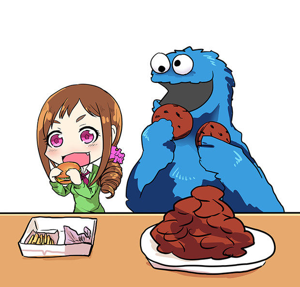 アボカドチーズバーガー食べるみちるとクッキーモンスター 中村くまりん さんのイラスト ニコニコ静画 イラスト