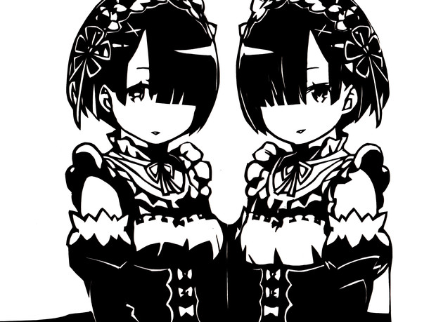 切り絵 レム ラム Re ゼロから始める異世界生活 激辛コンポタージュ さんのイラスト ニコニコ静画 イラスト