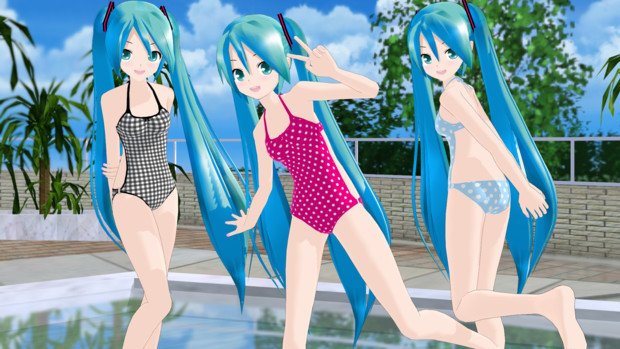 Mmd Lat式ミク水着改変ワンピース モデル配布 Aki さんのイラスト ニコニコ静画 イラスト