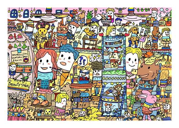 Beauty Salon 美容室おしゃれな感じ ニコニコ静画 イラスト