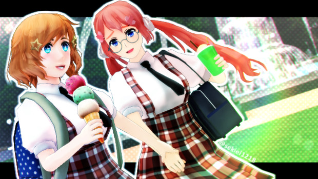 次はあっち そんなに急いでいるとアイス落とすよ 夕影 さんのイラスト ニコニコ静画 イラスト