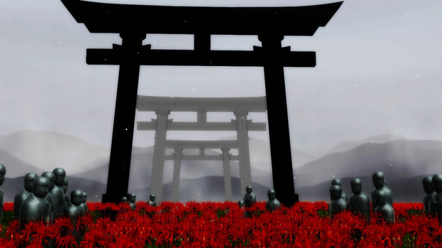 Mmd風景画祭 鳥居と彼岸花と地蔵さま 窓カラス さんのイラスト ニコニコ静画 イラスト