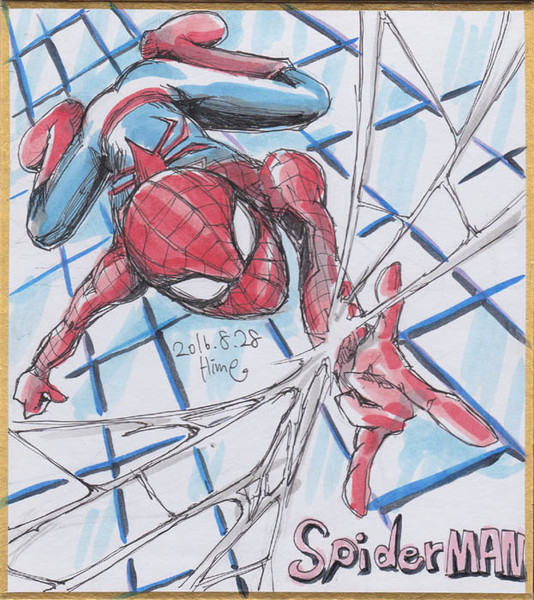 今日の色紙＃15「スパイダーマン」