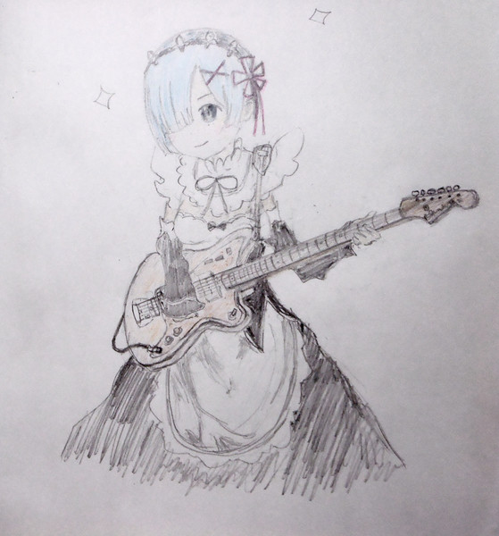 リゼロ レム ドヤ顔でギター弾いてるところ ミツオ くりのすけ さんのイラスト ニコニコ静画 イラスト