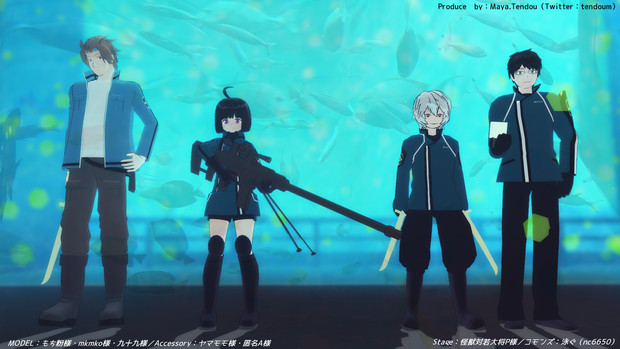 Mmdワートリ 主人公４人で 2周年記念カラーのポーズ 天堂 まや さんのイラスト ニコニコ静画 イラスト